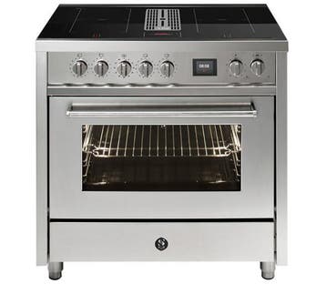 Steel Mistral fornuis 90 cm met kookveldafzuiging, Ophalen, 60 cm of meer, Nieuw, 4 kookzones
