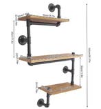 3-laags Houten Industriële Wandplank – Metaal & Hout, Huis en Inrichting, Kasten | Boekenkasten, Verzenden, Nieuw
