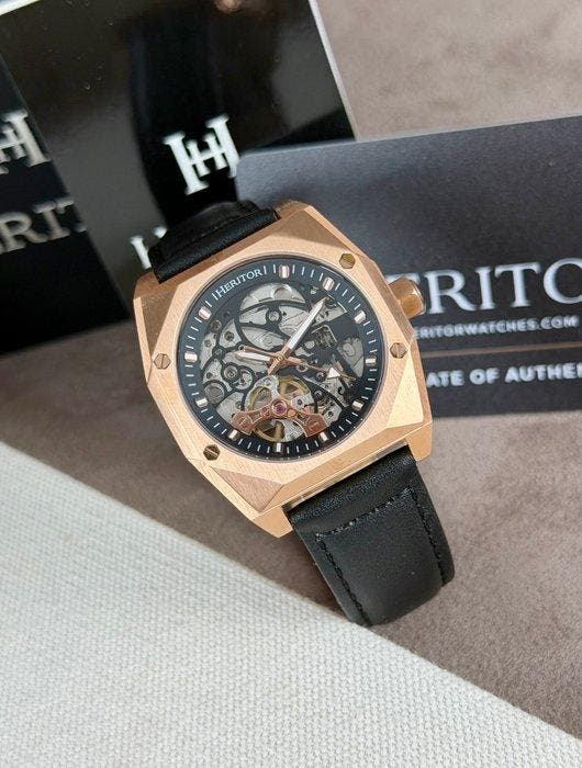 Heritor - Elliott Automatic Skeletonized - Rose Gold/Black -, Sieraden, Tassen en Uiterlijk, Horloges | Heren