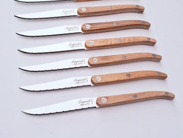 Laguiole - 12x Steak Knives - Oak wood - style de -