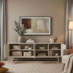 Commode Boxholm 160x30x57 cm havermout [en.casa], Verzenden, Nieuw