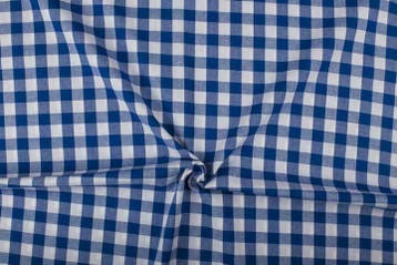 Brabants bont stof cobaltblauw wit geruit - 18mm geruit, Blauw, 120 cm of meer, Ophalen of Verzenden, Katoen