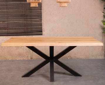 Boomstamtafel eiken MALMO met spinpoot - 160x90 cm |, Huis en Inrichting, Tafels | Eettafels, Ophalen of Verzenden, Nieuw