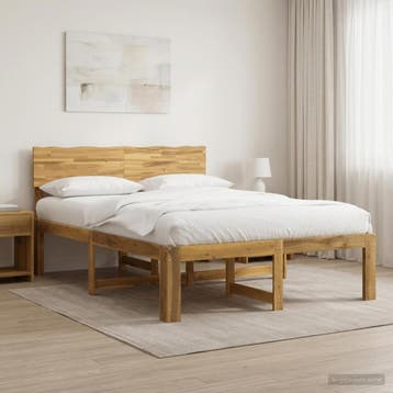 vidaXL Tweepersoonsbed met hoofdeinde ROSTOCK Wit 160 x 200, Verzenden, Wit, Hout, Nieuw