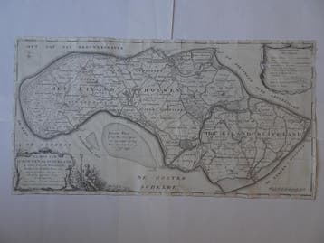 gravure kaart Schouwen Duiveland Hattinga, Tirion 1753, Boeken, Atlassen en Landkaarten, Gelezen, Verzenden, Voor 1800, Landkaart