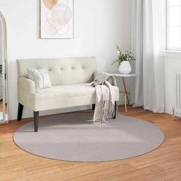 vidaXL Binnen kleed LUGO Crèmekleurig Ø 160 CM Polyester, Verzenden, Nieuw, Crème