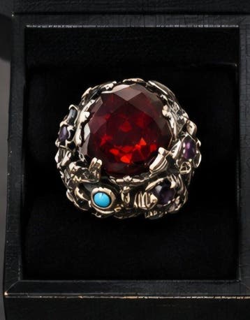 Zonder minimumprijs - Ring Zilver Granaat - Amethist -, Nieuw
