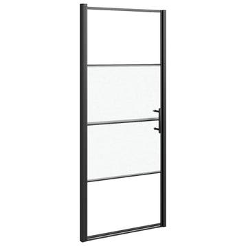 vidaXL Douchedeur halfmat 81x195 cm gehard glas zwart, Verzenden, Nieuw