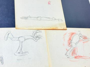 Walt Disney - 3 × vintage Goofy productietekeningen uit, Nieuw