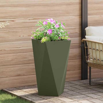 vidaXL Plantenbak Olijf Groen 40 x 40 x 75 cm Staal, Verzenden, Minder dan 60 cm, Nieuw, Metaal