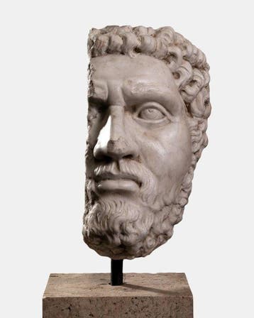 sculptuur, Testa di Caracalla - 30 cm - Marmer, Antiek en Kunst