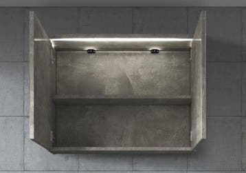Badkamerkast Paso 80 x 20 x 60 cm Beton Grijs Spiegelkast, Verzenden, Nieuw, Spiegelkast