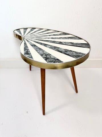 Bijzettafel - laminaat, Hout, Messing - originele vintage