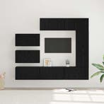 vidaXL Tv-meubelset Wandgemonteerd 8 pcs Zwart Eiken Bewerkt, Huis en Inrichting, Kasten | Televisiemeubels, Minder dan 50 cm