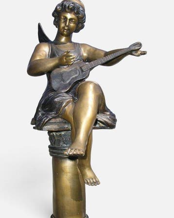 sculptuur, GROOT XXL 60 CM CHIQUE ANTIQUE BRONZEN STATUE :, Antiek en Kunst