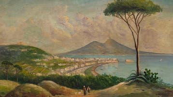 Italiaanse school (XIX) - Golfo di Napoli con il Vesuvio