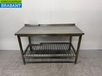 RVS Werktafel met onderschap 150 x 70 x 90 cm Horeca, Ophalen of Verzenden, Gebruikt