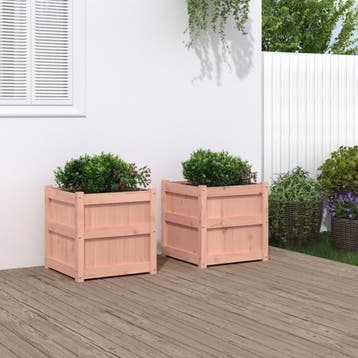vidaXL Plantenbakken 2 st massief douglashout, Verzenden, Nieuw, Minder dan 60 cm, 30 tot 60 cm