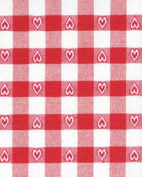 Katoen/Polyester Ruit Hartje Rood, Nieuw, Rood