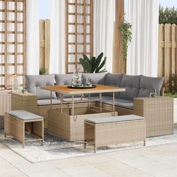 vidaXL Tuin Sofa Set 8 st Beige poly rattan, Verzenden, Nieuw, 8 zitplaatsen