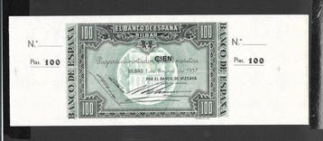 Spanje. - 100 Pesetas - 1937 - Banco de España, Bilbao - Con