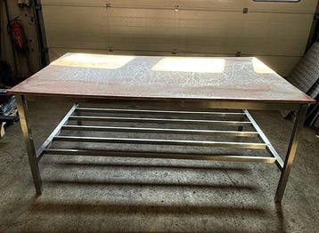 RVS Snijtafel, Werktafel, B200 x D120 x H85cm, Gebruikt