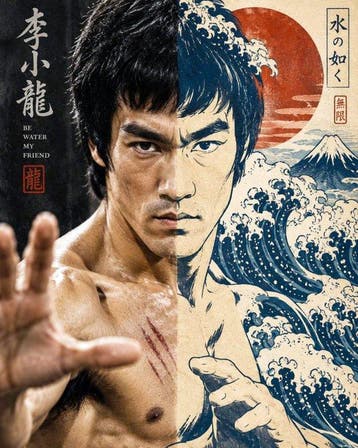 Bruce Lee - Bruce Lee con stile artistico Hokusai - Artbox, Nieuw