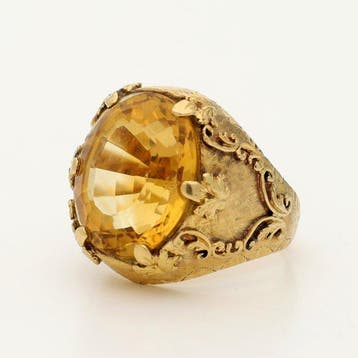 Ring - 18 karaat Geel goud - 7.47ct. tw. Citrien, Sieraden, Tassen en Uiterlijk, Ringen, Nieuw
