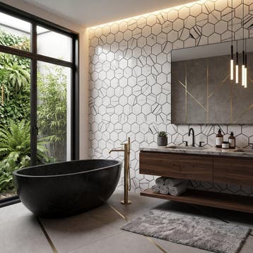 Wand Mozaïek Cifre Ceramica Sahara Hexagon White Wit Marm.., Nieuw, Ophalen of Verzenden, 20 tot 40 cm, 10 m² of meer