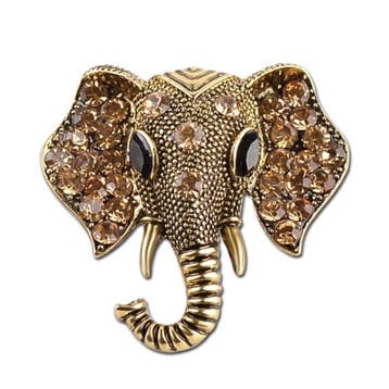 Fako Bijoux - Broche - Olifantenkop - Kristal - 38x37mm -, Sieraden, Tassen en Uiterlijk, Broches, Verzenden, Nieuw