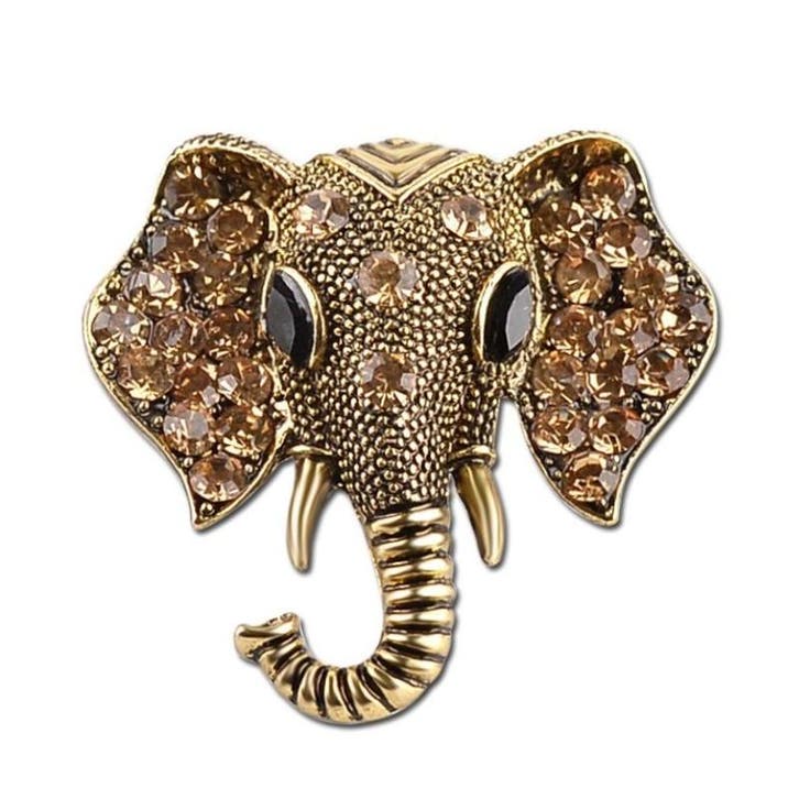 Fako Bijoux - Broche - Olifantenkop - Kristal - 38x37mm -, Sieraden, Tassen en Uiterlijk, Broches, Verzenden