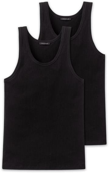 Schiesser Maat S  Authentic Heren Onderhemd - 2 Pack - Zwart, Verzenden