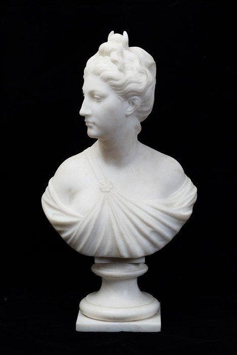 sculptuur, Neoclassica in marmo bianco statuario, Antiek en Kunst, Antiek | Keramiek en Aardewerk