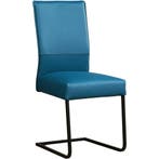 Set van 4 Leren eetkamerstoelen Remix - Hermes Turquoise, Huis en Inrichting, Stoelen, Ophalen of Verzenden, Nieuw, Leer, Vijf, Zes of meer stoelen