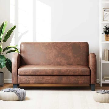 vidaXL Tweezitsbank kunstsuède bruin, Verzenden, Leer, Minder dan 150 cm, Nieuw