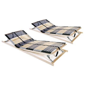 vidaXL Lattenbodems 2 st met 42 latten 7 zones 90x200 cm, 90 cm, Eenpersoons, Bruin, Verzenden