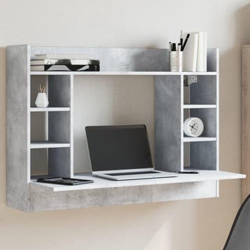 vidaXL Wandbureau 105x48x75 cm bewerkt hout betongrijs, Huis en Inrichting, Verzenden, Nieuw