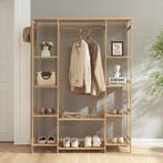 [en.casa] Kledingkast Ilomantsi bamboe open kast 165x122x35, Huis en Inrichting, Kasten | Kledingkasten, Verzenden, Nieuw