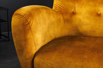 Retro Design Fauteuil DON Mosterdgeel Fluweel Lente Zilveren, Ophalen of Verzenden, Nieuw