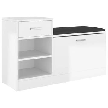 vidaXL Schoenenbank 94,5x31x57 cm bewerkt hout hoogglans wit, Verzenden, Nieuw