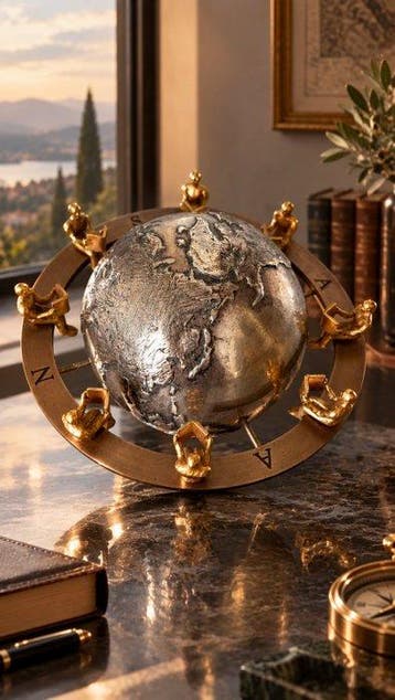 sculptuur, Globo terreste- Manifattura artistica Italiana