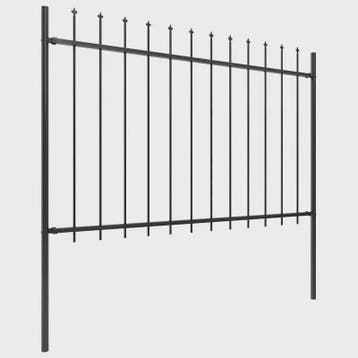 Stalen Tuinafzetting met Speerpunten - 181x120cm Zwart