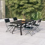 vidaXL 5-delige Tuinset grijs en zwart, 4 zitplaatsen, Verzenden, Nieuw, Rvs
