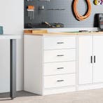 vidaXL Garagekast 60x51x85 cm massief grenenhout wit, Huis en Inrichting, Verzenden, Nieuw
