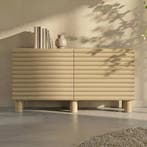 *WOONWINKEL* Mat Dressoir Met Strepen Zandkleur 150 Cm, Huis en Inrichting, Kasten | Dressoirs, Verzenden, Nieuw