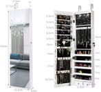 Sieradenkast met spiegel - Passpiegel - Spiegelkast - Wit -, Verzenden, Zo goed als nieuw