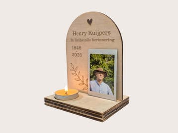 Houten Rouwplaat Staand - Hout - Gepersonaliseerd, Ophalen of Verzenden, Nieuw