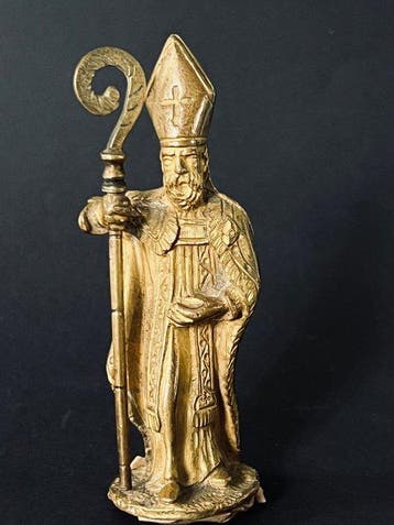 Beeldje, Evêque XVIIe - Bronze doré - 11 cm -