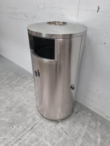 Combisteel Geborsteld RVS Prullenbak afvalbak met asbak 72,5, Ophalen of Verzenden, Nieuw in verpakking