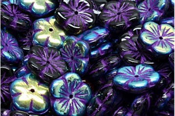 2 x Tsjechische Glaskralen Apple Flower Pressed Beads 14x..., Ophalen of Verzenden, Nieuw, Kraal